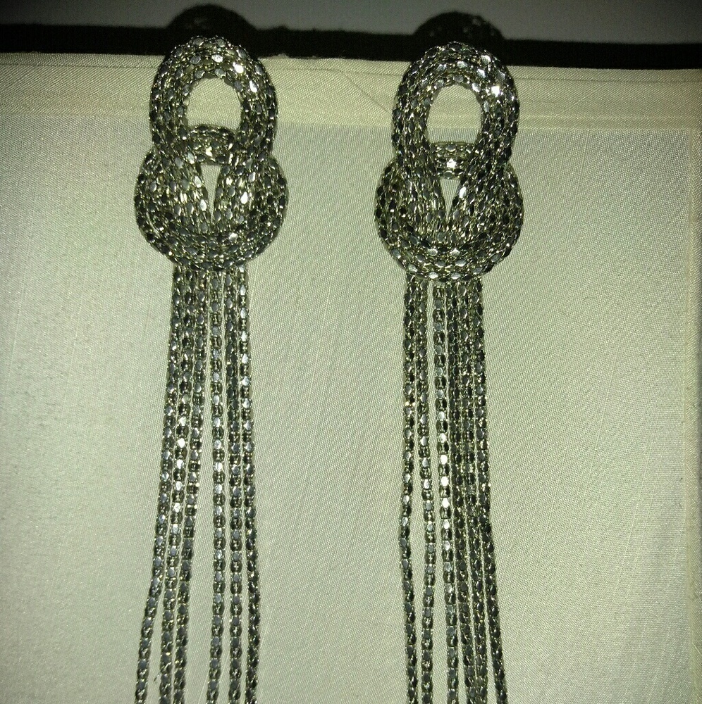 Beautiful stylish long silver earrings